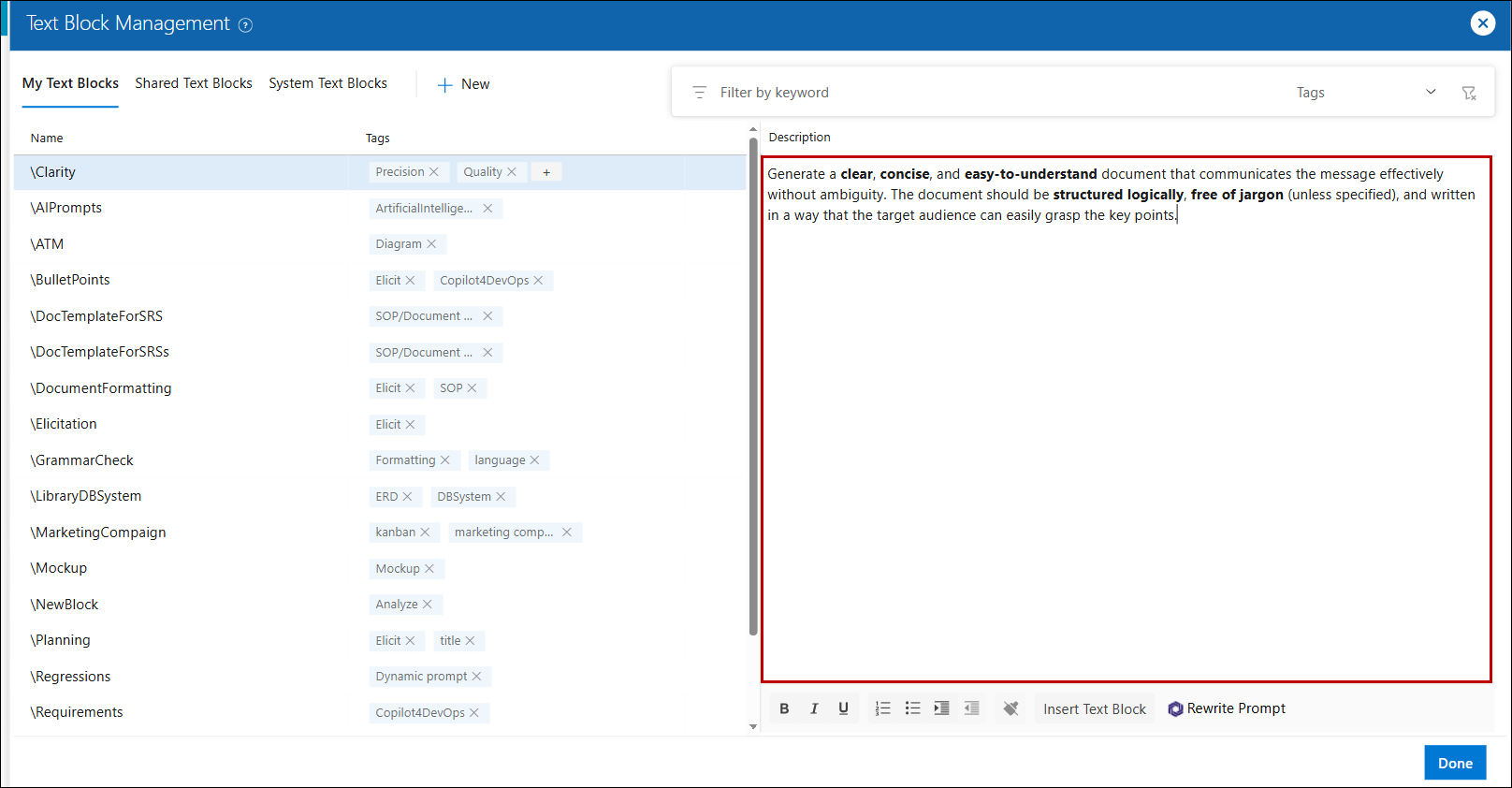 Creating a New Text Block