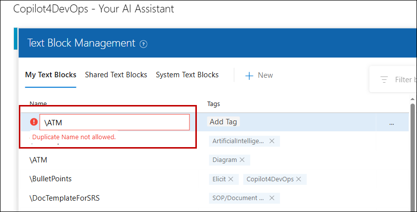 Creating a New Text Block