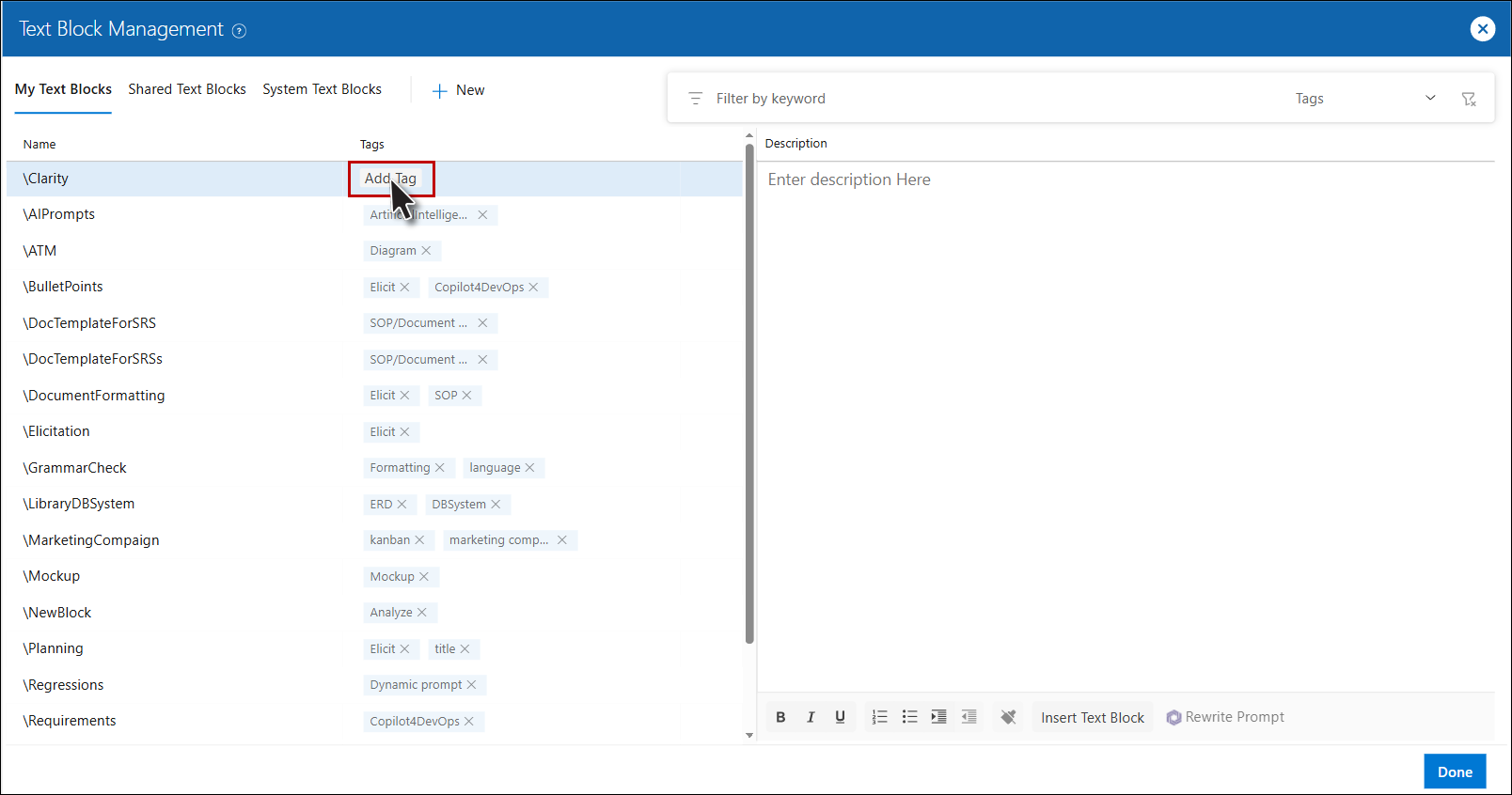 Creating a New Text Block