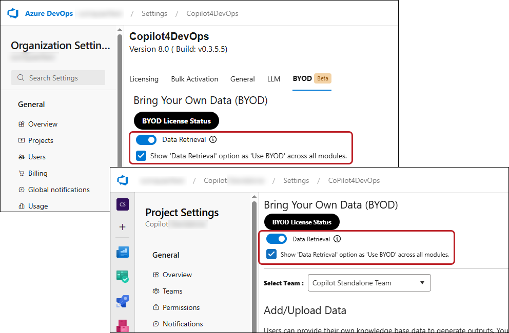 BYOD in Project Settings