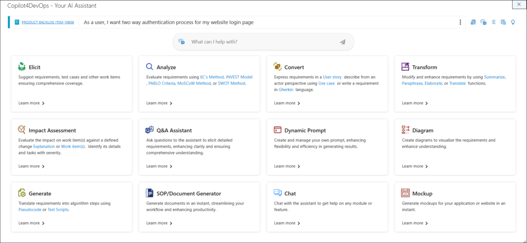 List all major Copilot4DevOps modules