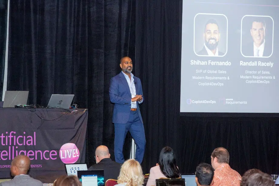 Shihan Fernando Presenting Copilot4DevOps at Live 360! orlando