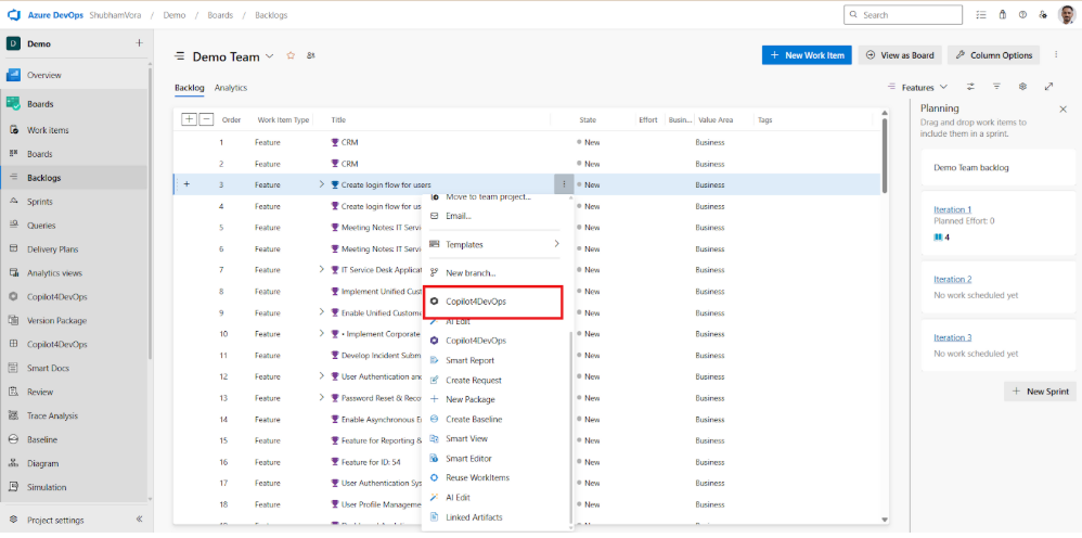 Opening Copilot4DevOps from Azure DevOps