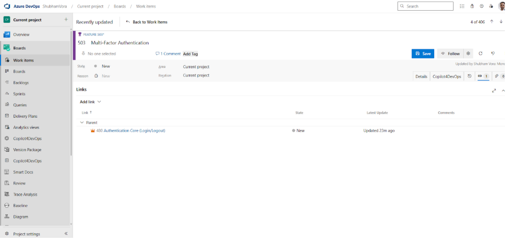 Managing Relationship Between Work Item